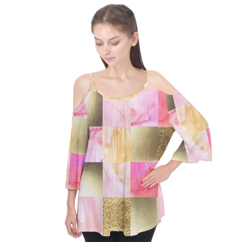 Collage Gold And Pink Flutter Tees by NouveauDesign