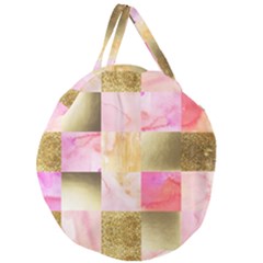 Collage Gold And Pink Giant Round Zipper Tote by NouveauDesign