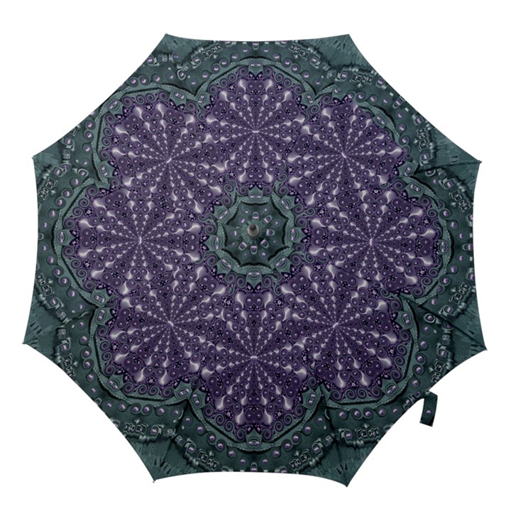 Star And Flower Mandala In Wonderful Colors Hook Handle Umbrellas (Medium)