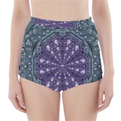 Star And Flower Mandala In Wonderful Colors High-waisted Bikini Bottoms by pepitasart