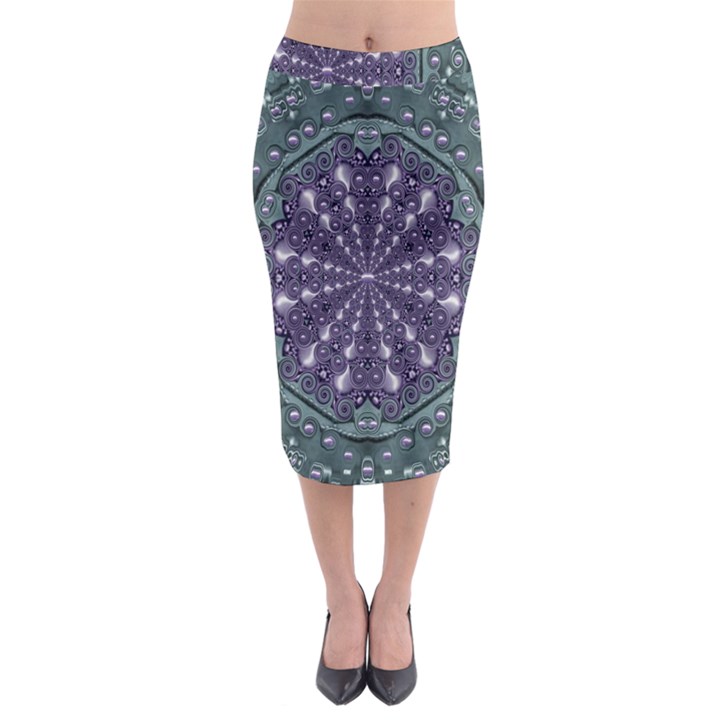 Star And Flower Mandala In Wonderful Colors Midi Pencil Skirt