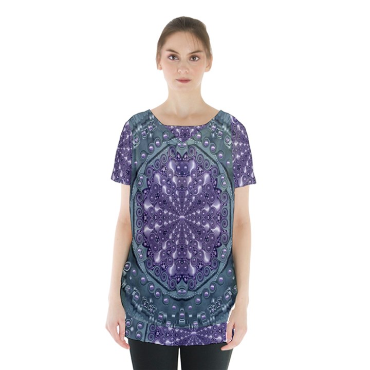 Star And Flower Mandala In Wonderful Colors Skirt Hem Sports Top