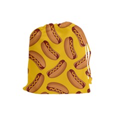 Hot Dog Seamless Pattern Drawstring Pouches (large)  by Celenk