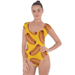 Hot Dog Seamless Pattern Short Sleeve Leotard  by Celenk