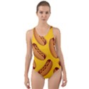 Hot Dog Seamless Pattern Cut-Out Back One Piece Swimsuit View1