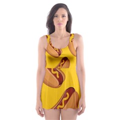 Hot Dog Seamless Pattern Skater Dress Swimsuit by Celenk