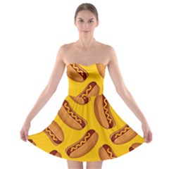 Hot Dog Seamless Pattern Strapless Bra Top Dress by Celenk