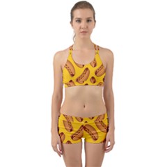 Hot Dog Seamless Pattern Back Web Sports Bra Set