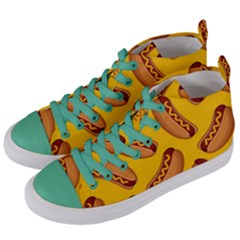 Hot Dog Seamless Pattern Women s Mid-top Canvas Sneakers