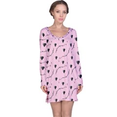 Love Hearth Pink Pattern Long Sleeve Nightdress by Celenk