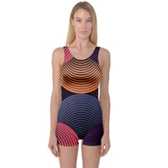 Geometric Swirls One Piece Boyleg Swimsuit