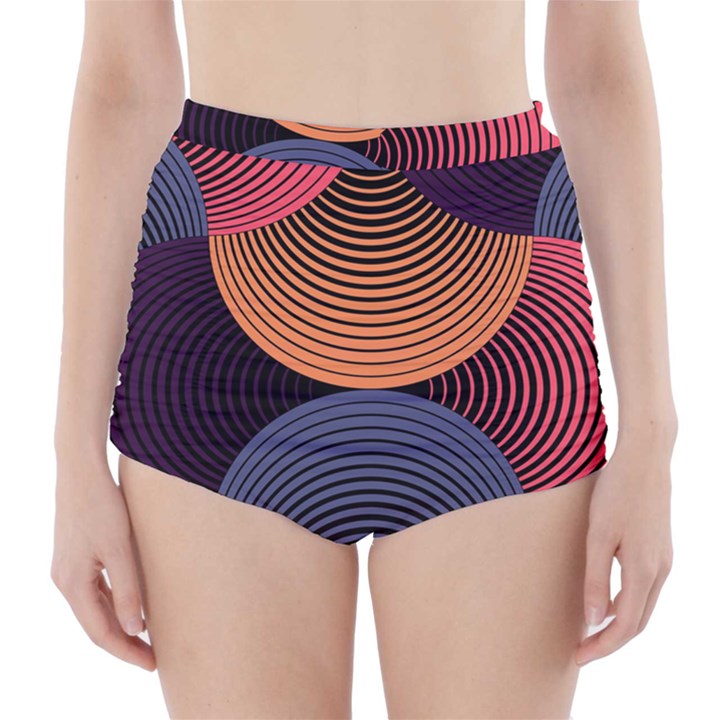 Geometric Swirls High-Waisted Bikini Bottoms