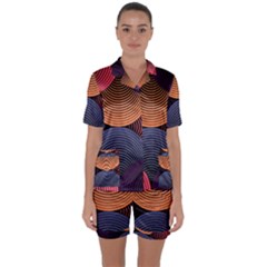 Geometric Swirls Satin Short Sleeve Pyjamas Set