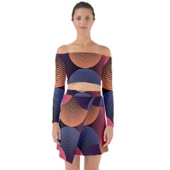 Geometric Swirls Off Shoulder Top With Skirt Set