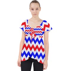 Zig Zag Pattern Lace Front Dolly Top by Celenk