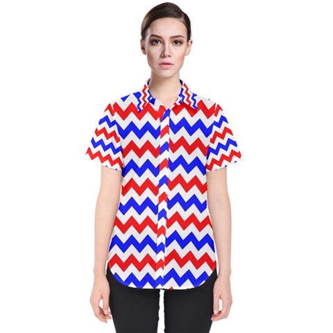 Zig Zag Pattern Women s Short Sleeve Shirt by Celenk