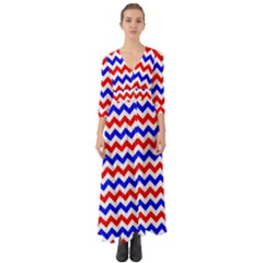 Zig Zag Pattern Button Up Boho Maxi Dress