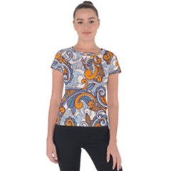 Paisley Pattern Short Sleeve Sports Top  by Celenk