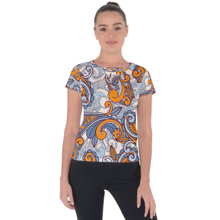 Paisley Pattern Short Sleeve Sports Top 