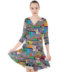 Building Quarter Sleeve Front Wrap Dress	