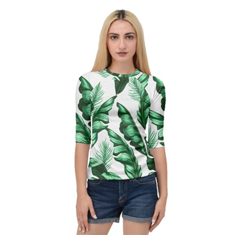 Banana Leaves And Fruit Isolated With Four Pattern Quarter Sleeve Raglan Tee by Celenk