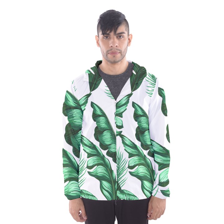 Banana Leaves And Fruit Isolated With Four Pattern Hooded Wind Breaker (Men)