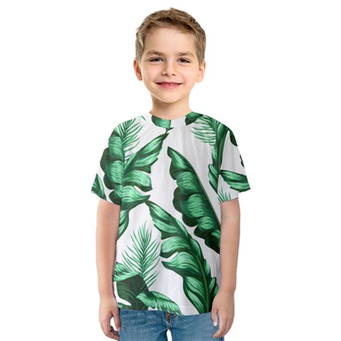 Banana Leaves And Fruit Isolated With Four Pattern Kids  Sport Mesh Tee by Celenk