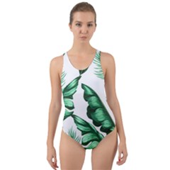 Banana Leaves And Fruit Isolated With Four Pattern Cut-out Back One Piece Swimsuit