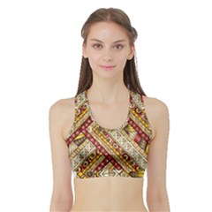 Ethnic Pattern Styles Art Backgrounds Vector Sports Bra With Border by Celenk