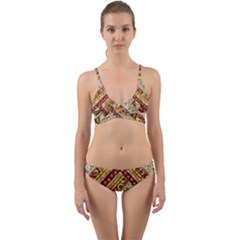 Ethnic Pattern Styles Art Backgrounds Vector Wrap Around Bikini Set