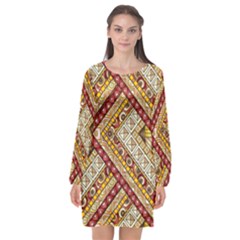 Ethnic Pattern Styles Art Backgrounds Vector Long Sleeve Chiffon Shift Dress  by Celenk