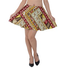 Ethnic Pattern Styles Art Backgrounds Vector Velvet Skater Skirt