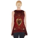 Wonderful Hearts With Floral Elemetns, Gold, Red Side Drop Tank Tunic View2