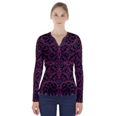 Modern Ornate Pattern V-neck Long Sleeve Top by dflcprints