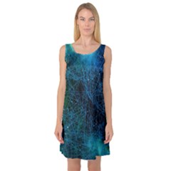 System Network Connection Connected Sleeveless Satin Nightdress by Celenk