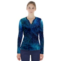 System Network Connection Connected V-neck Long Sleeve Top by Celenk