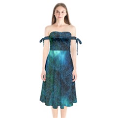 System Network Connection Connected Shoulder Tie Bardot Midi Dress by Celenk