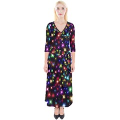 Fireworks Rocket New Year S Day Quarter Sleeve Wrap Maxi Dress