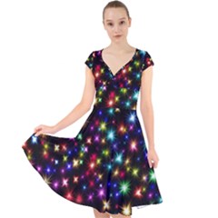 Fireworks Rocket New Year S Day Cap Sleeve Front Wrap Midi Dress