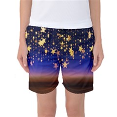 Christmas Background Star Curtain Women s Basketball Shorts by Celenk