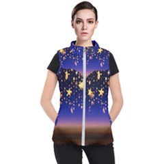 Christmas Background Star Curtain Women s Puffer Vest