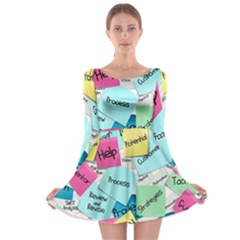 Stickies Post It List Business Long Sleeve Skater Dress by Celenk