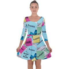 Stickies Post It List Business Quarter Sleeve Skater Dress by Celenk