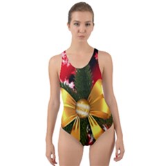 Christmas Star Winter Celebration Cut-out Back One Piece Swimsuit by Celenk