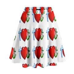 Cross Heart Anchor Love Hope High Waist Skirt by Celenk