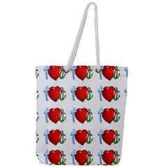 Cross Heart Anchor Love Hope Full Print Rope Handle Tote (large) by Celenk