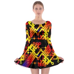 Board Conductors Circuits Long Sleeve Skater Dress by Celenk