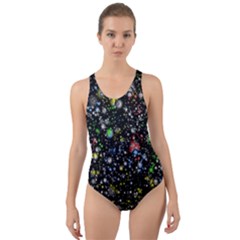 Universe Star Planet All Colorful Cut-out Back One Piece Swimsuit