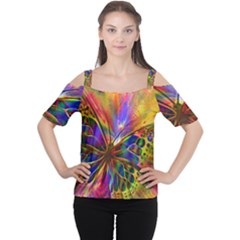 Arrangement Butterfly Aesthetics Cutout Shoulder Tee