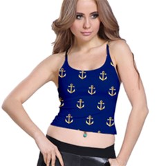 Gold Anchors Background Spaghetti Strap Bra Top by Celenk